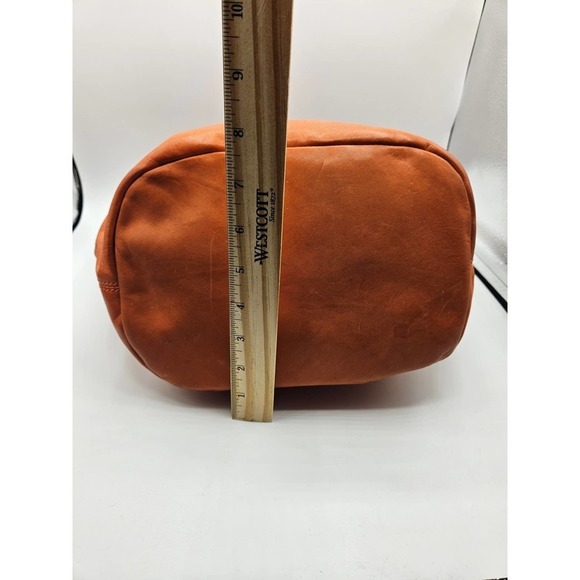 Gianni Bini Womens Zip Top Orange‎ Solid Leather Shoulder Handbag Jewel Strap - Picture 8 of 14